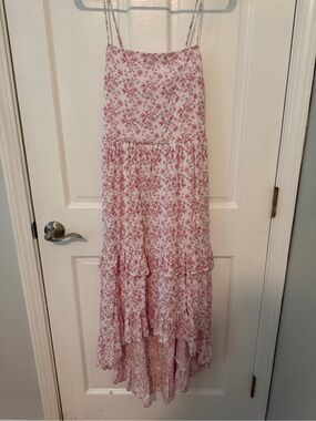 Trixxi Pink Floral High-Low Ruffle Maxi dress